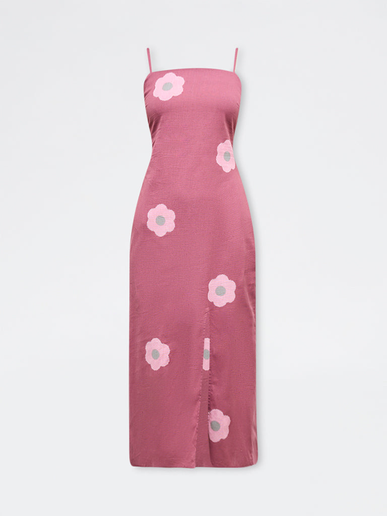Bombay Paisley Pink Floral Printed Cotton Straight Dress