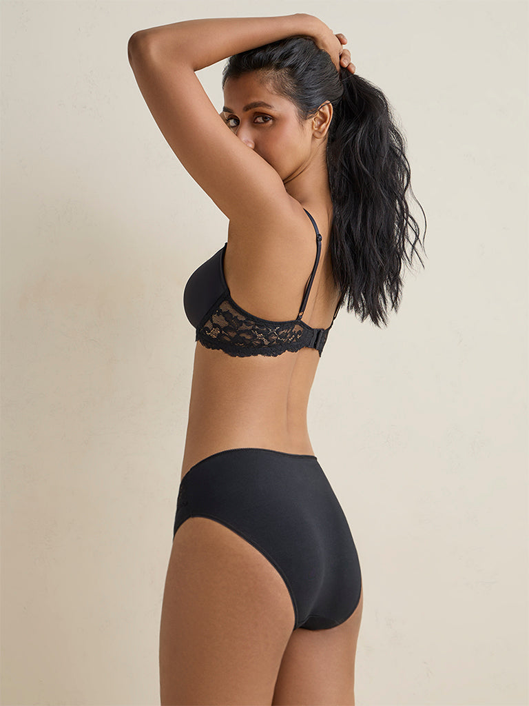 Wunderlove 3-Pack Lace-Detail Hi-Leg Cotton-Blend Briefs