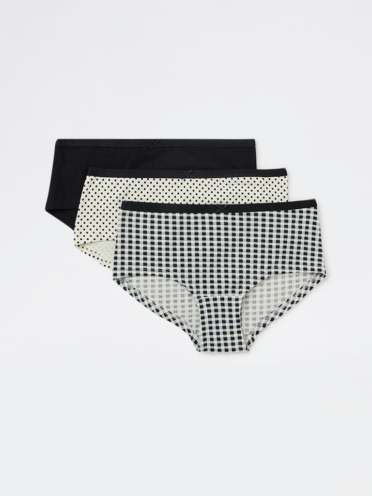 Wunderlove 3-Pack Polka Dot Cotton-Blend Low-Rise Briefs