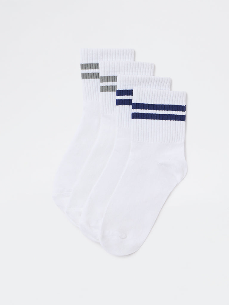 Superstar White Cotton-Blend Sports Socks - Pack of 2