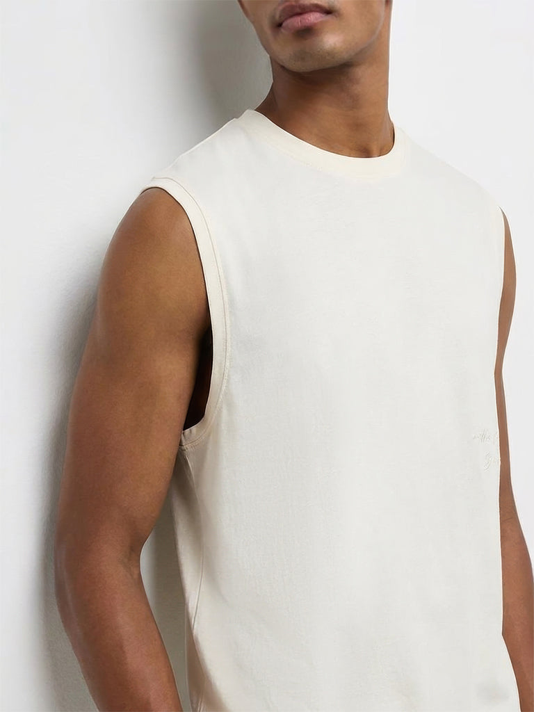 Nuon White Relaxed-Fit Cotton T-Shirt