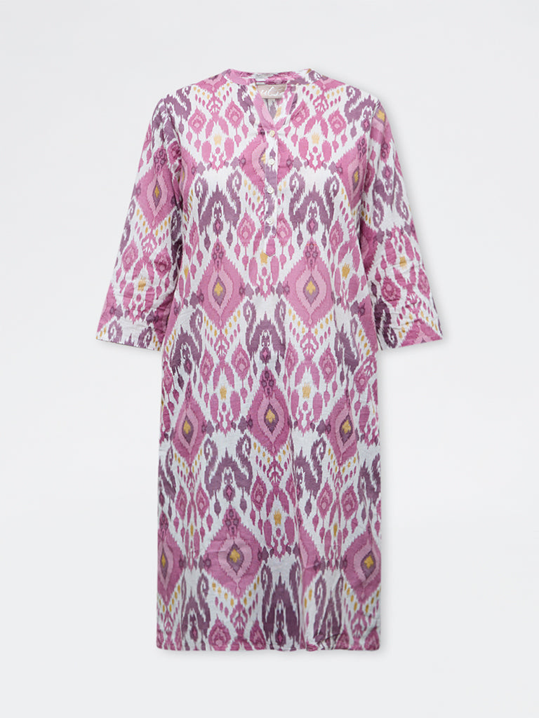 Utsa Purple Printed Cotton Straight Kurta