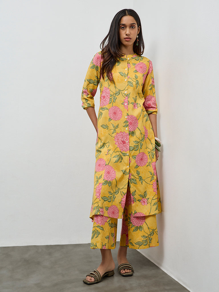 Utsa Yellow Floral Design Palazzos