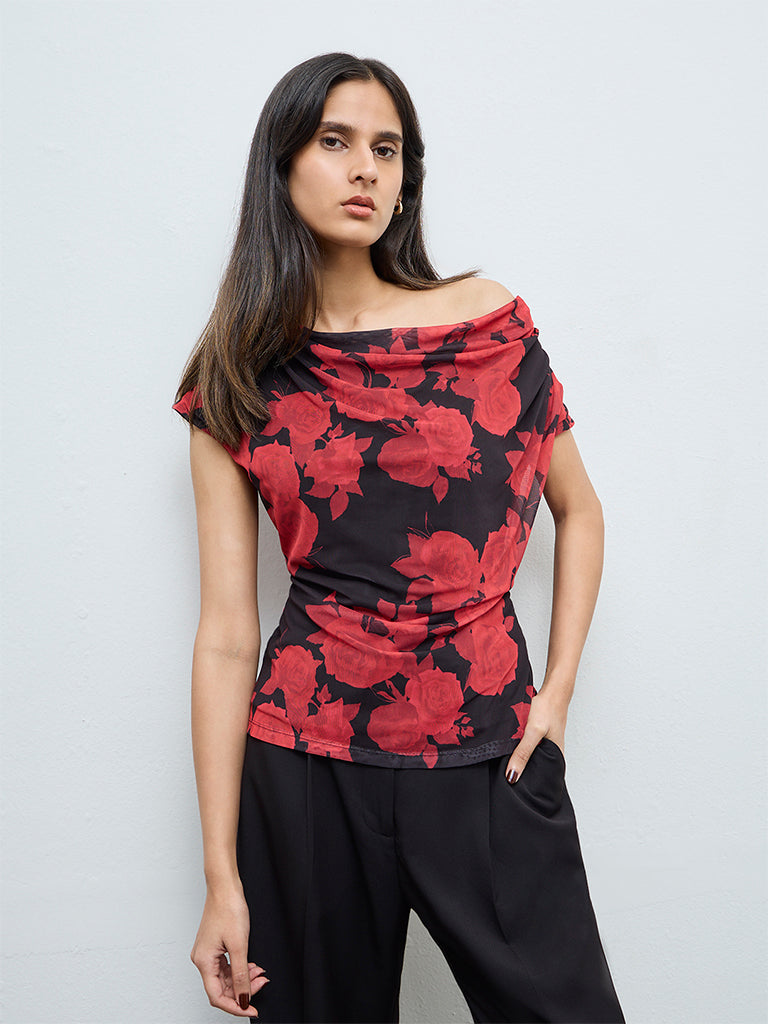 Wardrobe Red Floral Top