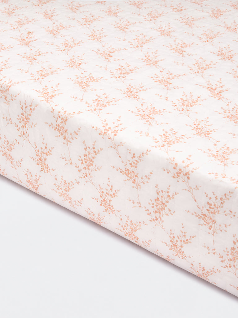 Westside Home Orange Botanical Design Reversible Queen Bed Comforter