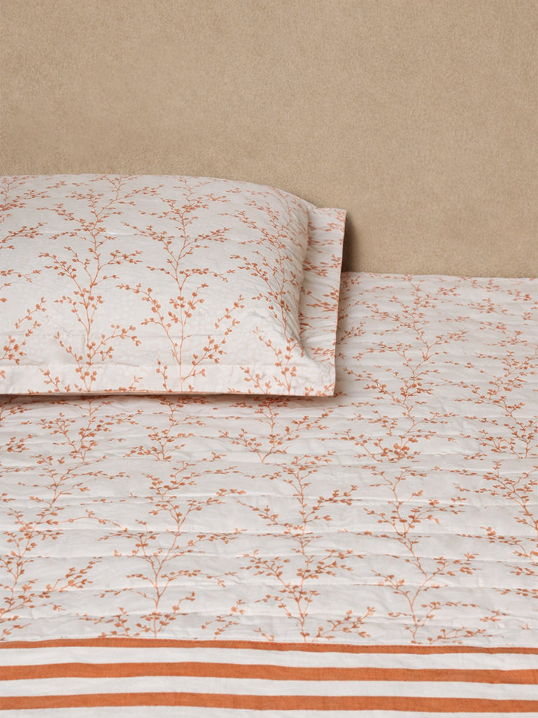 Westside Home Orange Botanical Design Reversible Single Bed Comforter