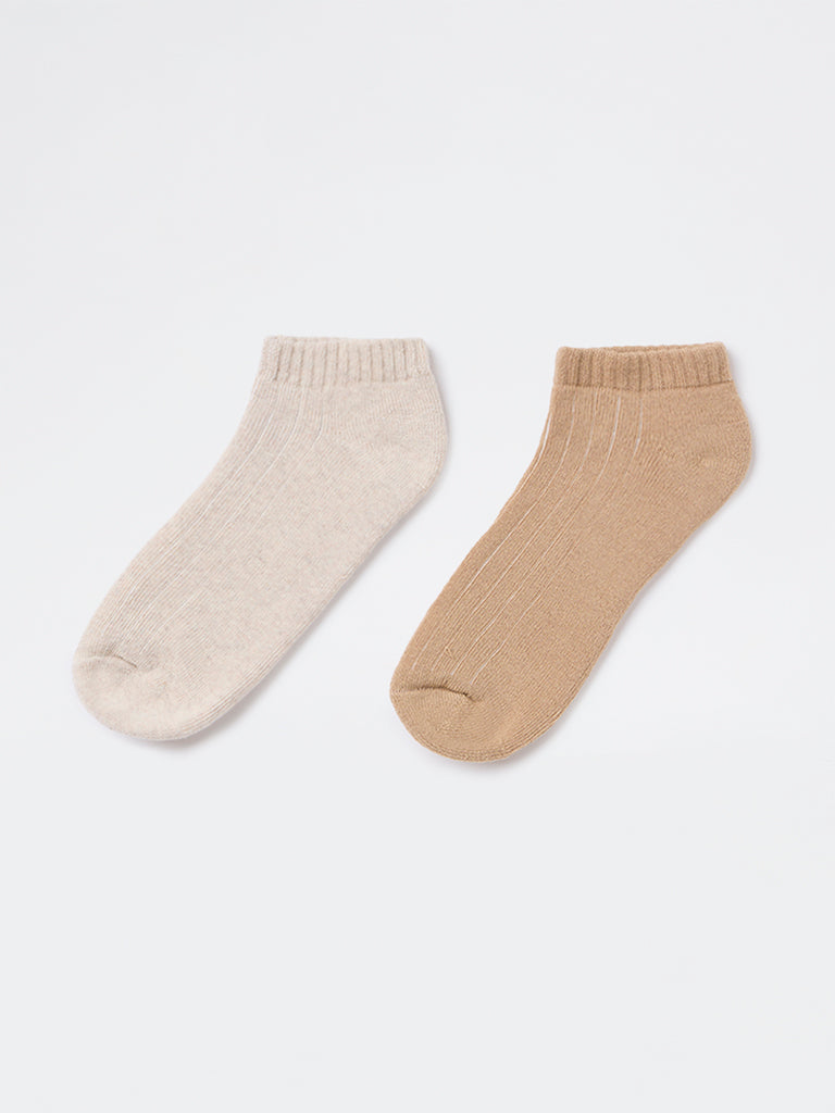 Superstar Beige Cotton-Blend Socks - Pack of 2
