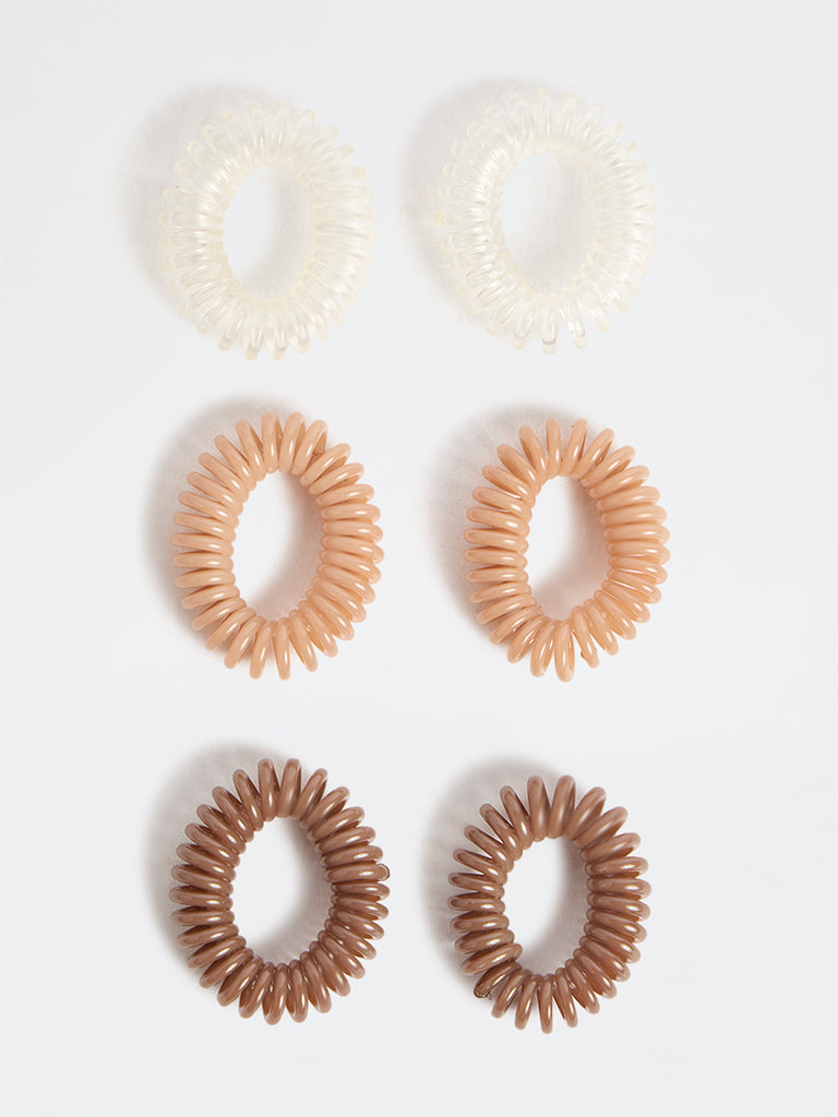 Studiowest Brown Spiral Hair Ties - Pack of 6