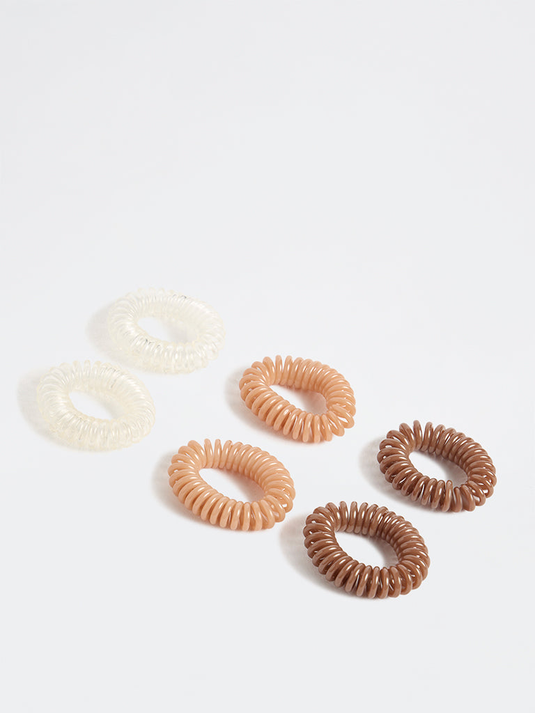 Studiowest Brown Spiral Hair Ties - Pack of 6