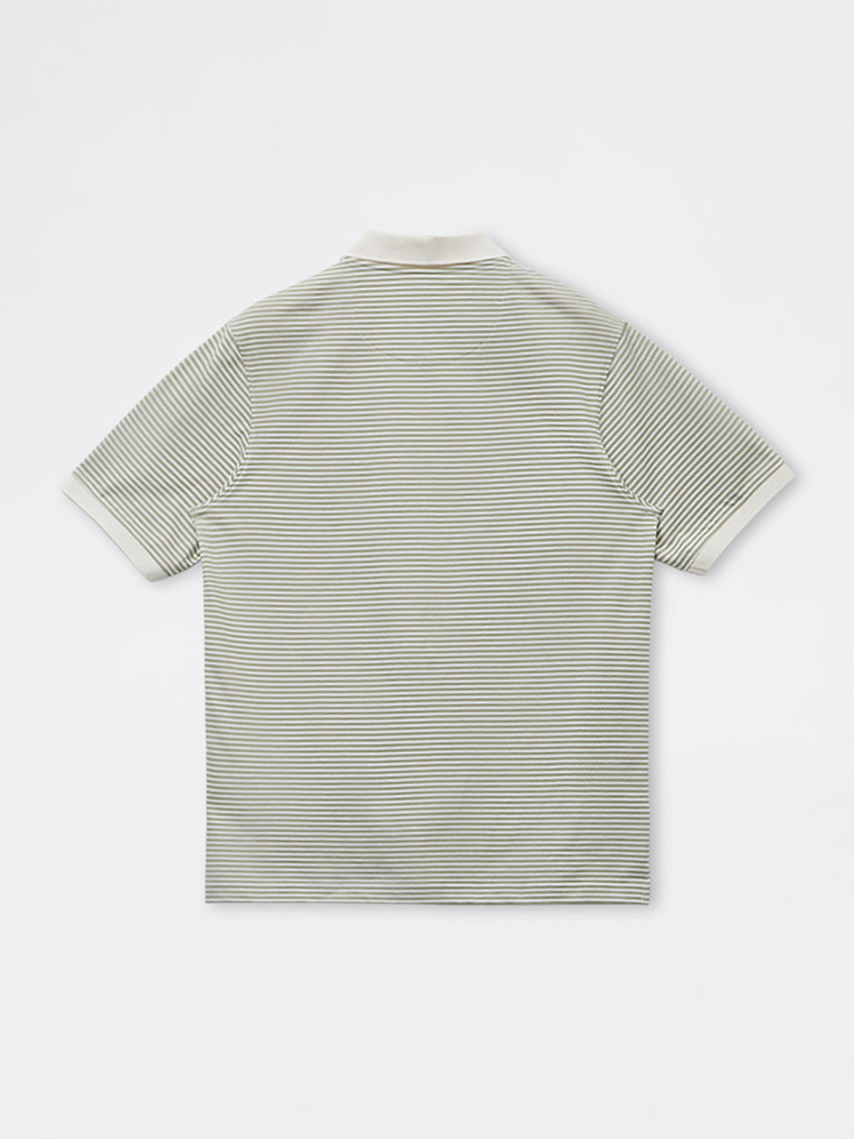 WES Casuals Sage Stripe Relaxed-Fit Cotton-Blend Polo T-Shirt