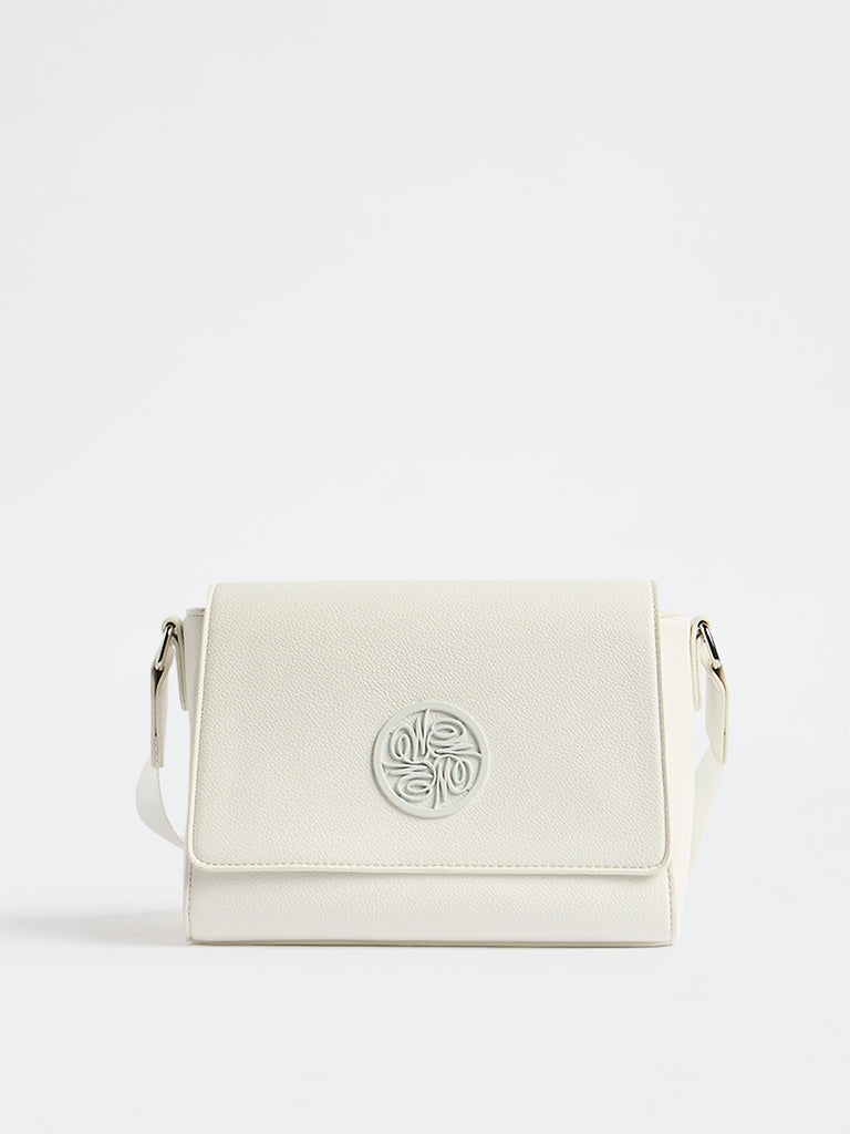Westside White Embossed Sling Bag