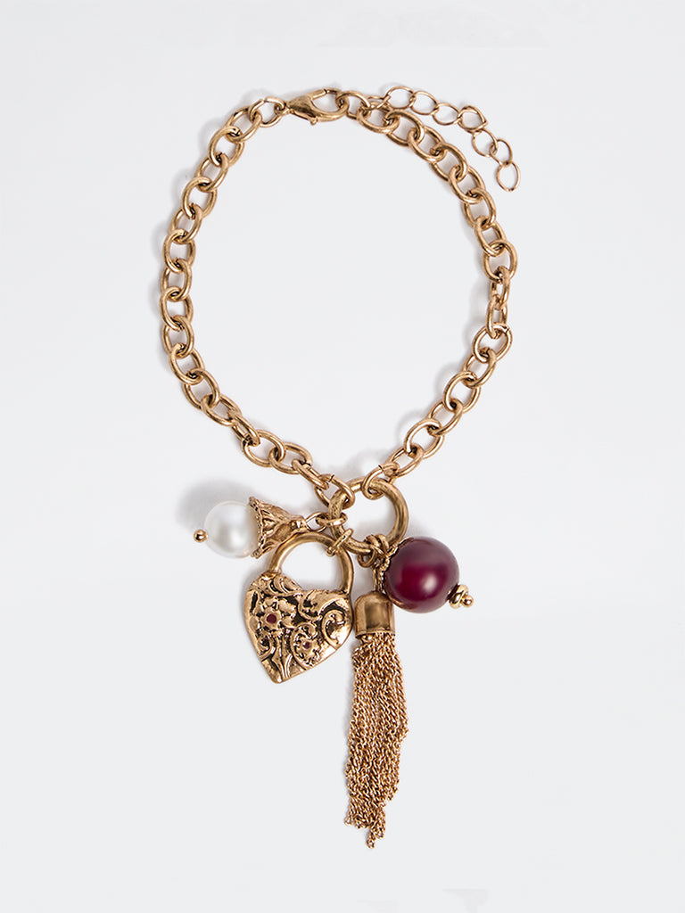 Westside Accessories Gold Multi Charm Chain Bracelet