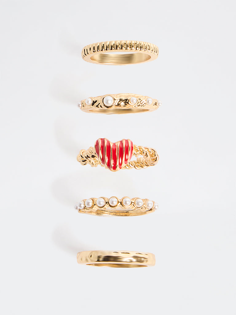 Westside Accessories Gold Multi-Ring Stack - Pack of 5