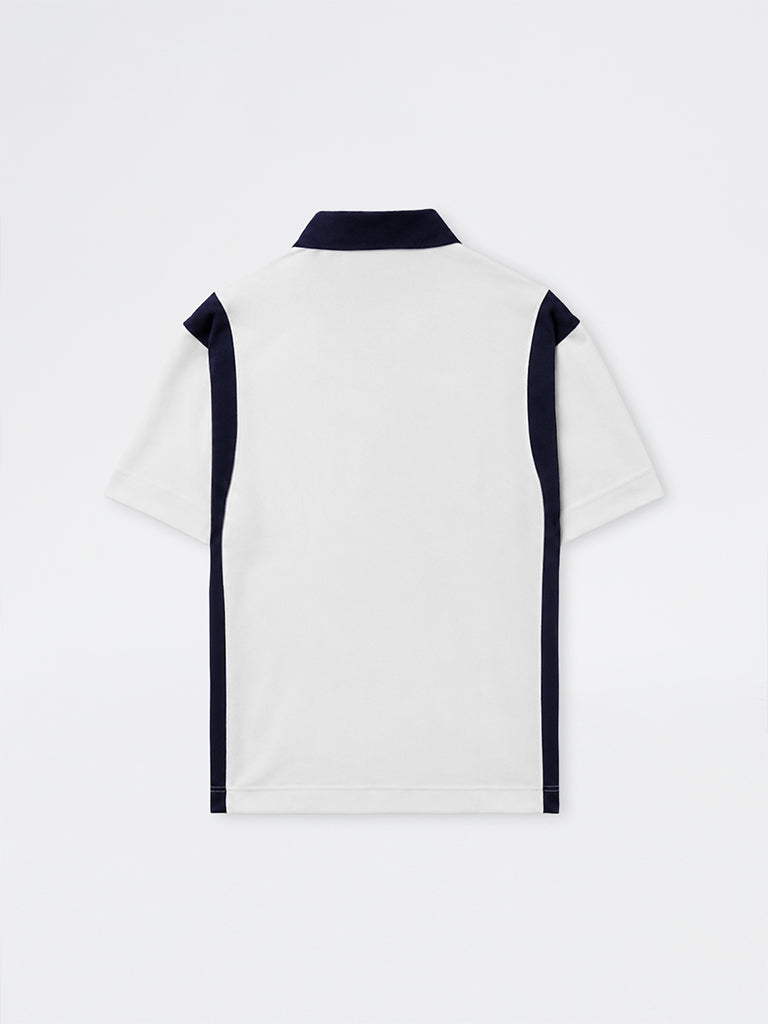 Nuoflexx Off-White Relaxed-Fit Cotton-Blend Polo T-Shirt