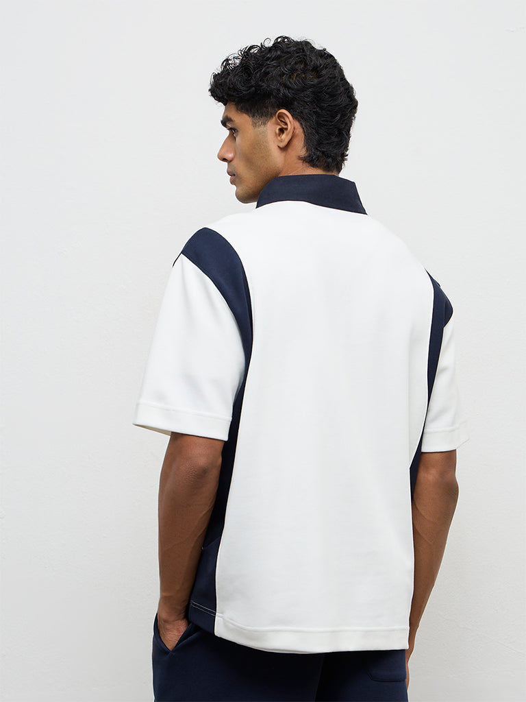 Nuoflexx Off-White Relaxed-Fit Cotton-Blend Polo T-Shirt