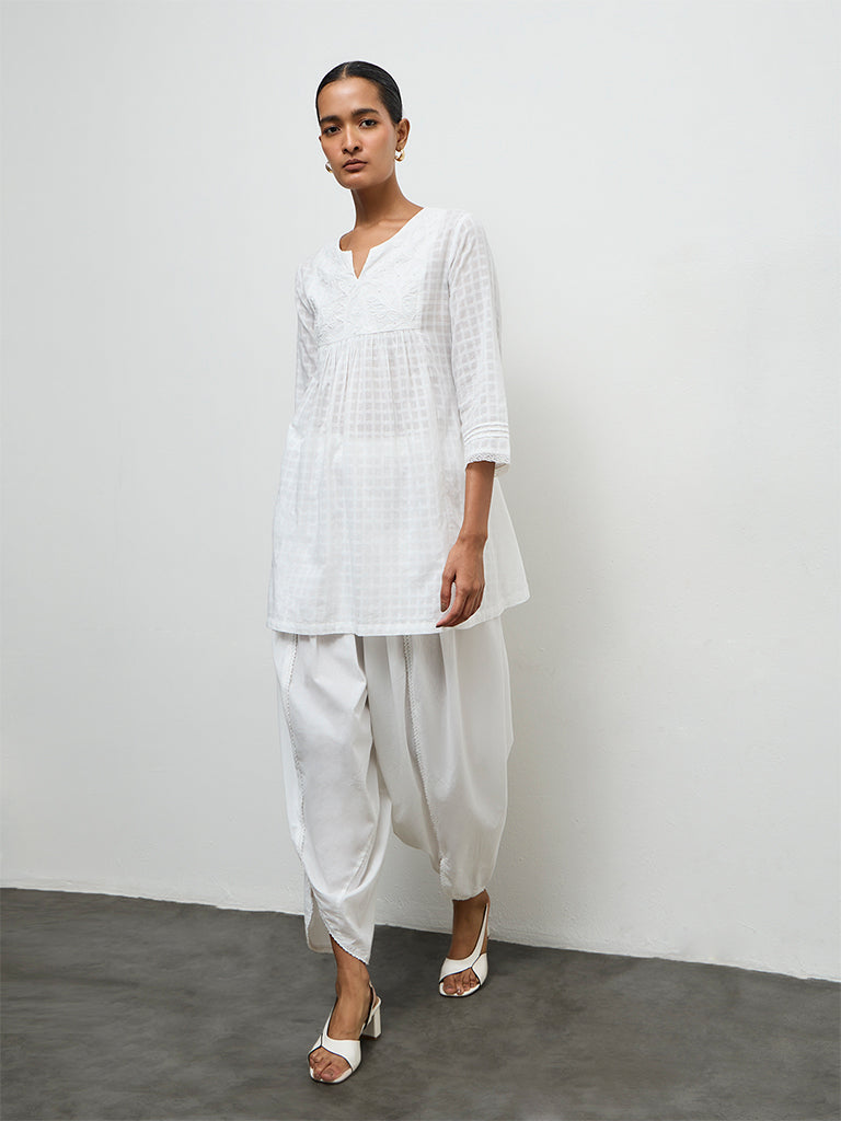 Zuba Ivory Embroidered Cotton Tunic