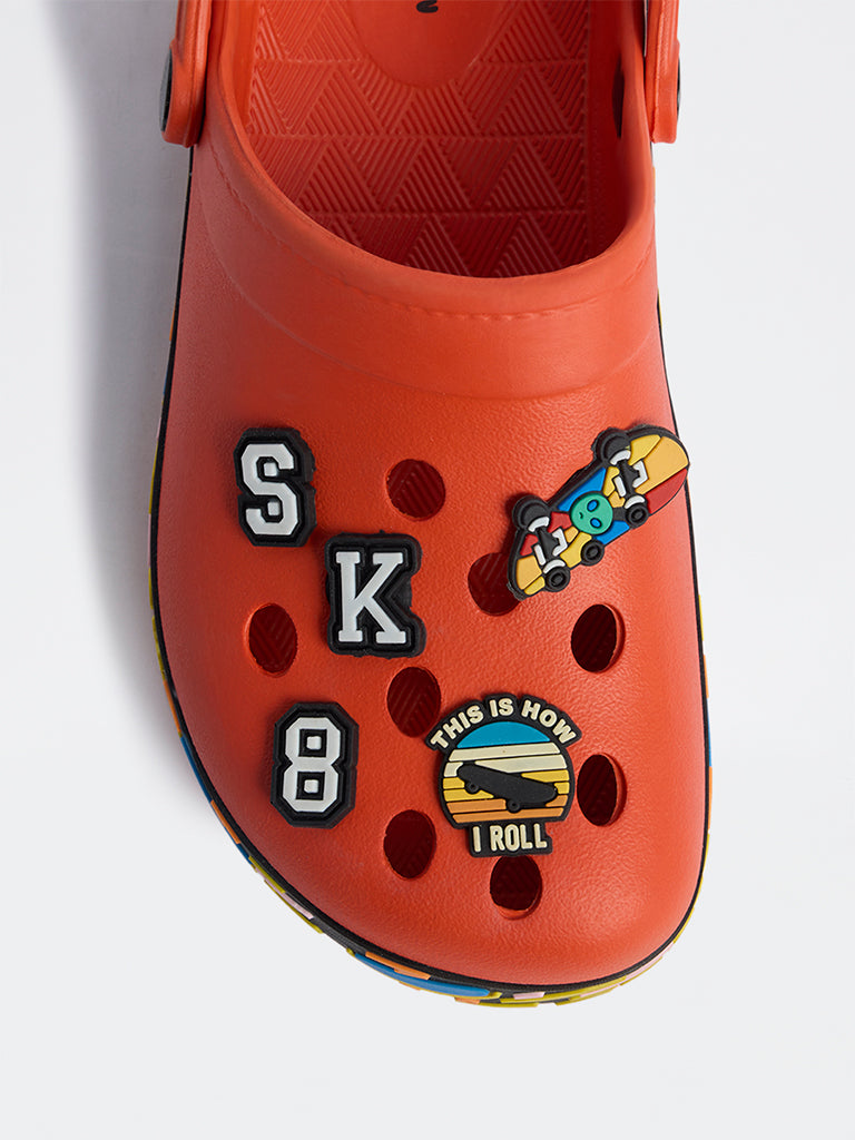 Yellow Orange Skateboard-Themed Clogs