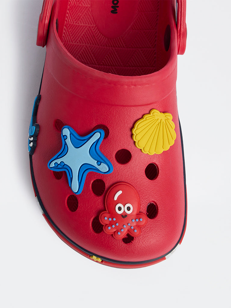 Yellow Red Whale Applique Clogs