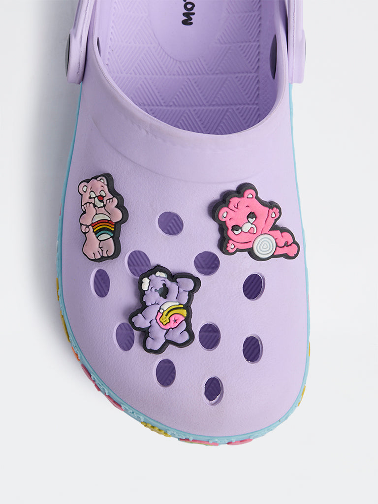 Yellow Lilac Applique Detailed Perforated Clogs