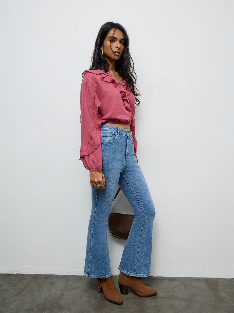 LOV Rose Ruffled Top