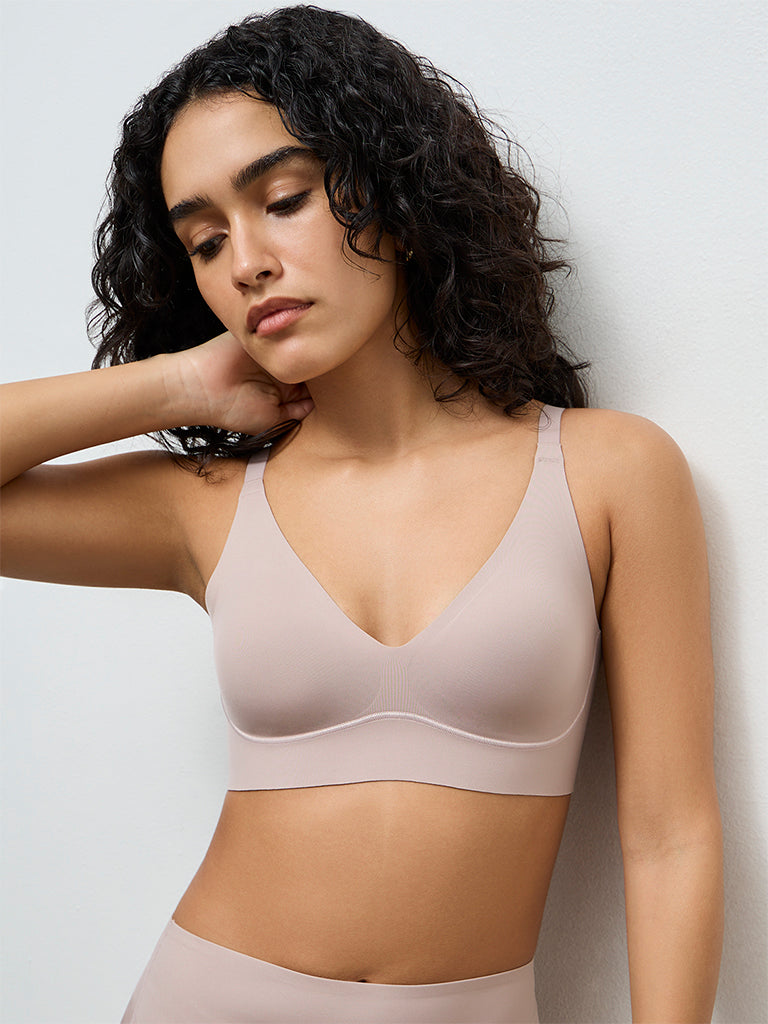 Wunderlove Dusty Beige Cotton-Blend Fygure Shaping Bra
