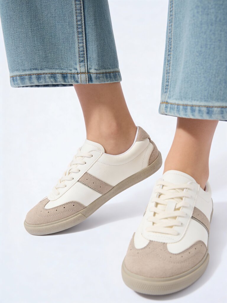 LUNA BLU White Striped Suede Lace-Up Sneakers