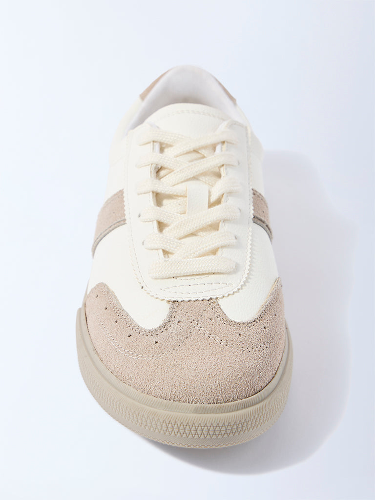 LUNA BLU White Striped Suede Lace-Up Sneakers