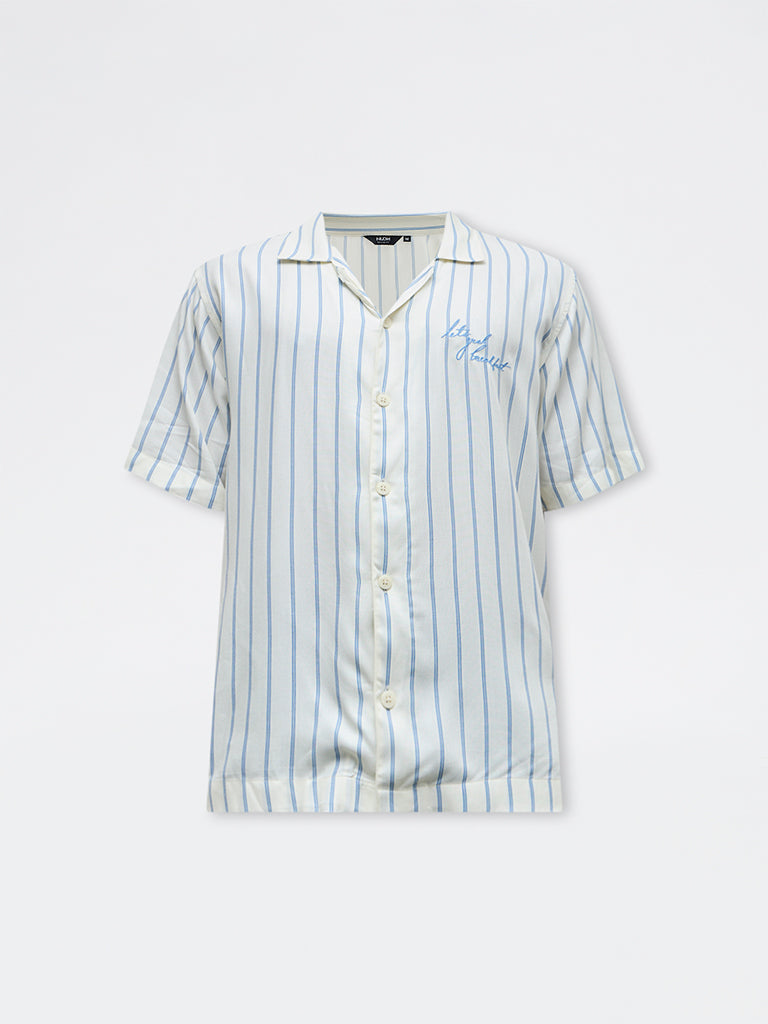 Nuon Off-White Striped Relaxed-Fit Shirt