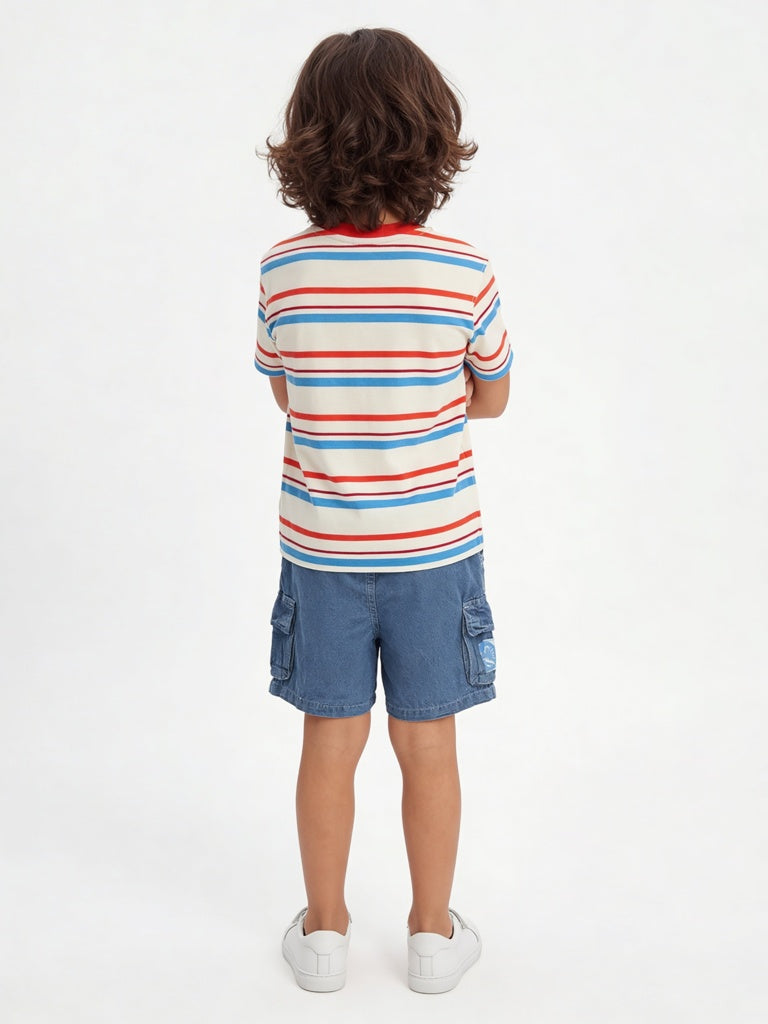 HOP Kids Boys Blue Mid-Rise Denim Shorts