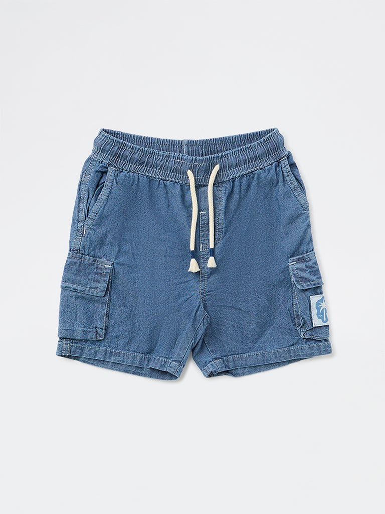HOP Kids Boys Blue Mid-Rise Denim Shorts