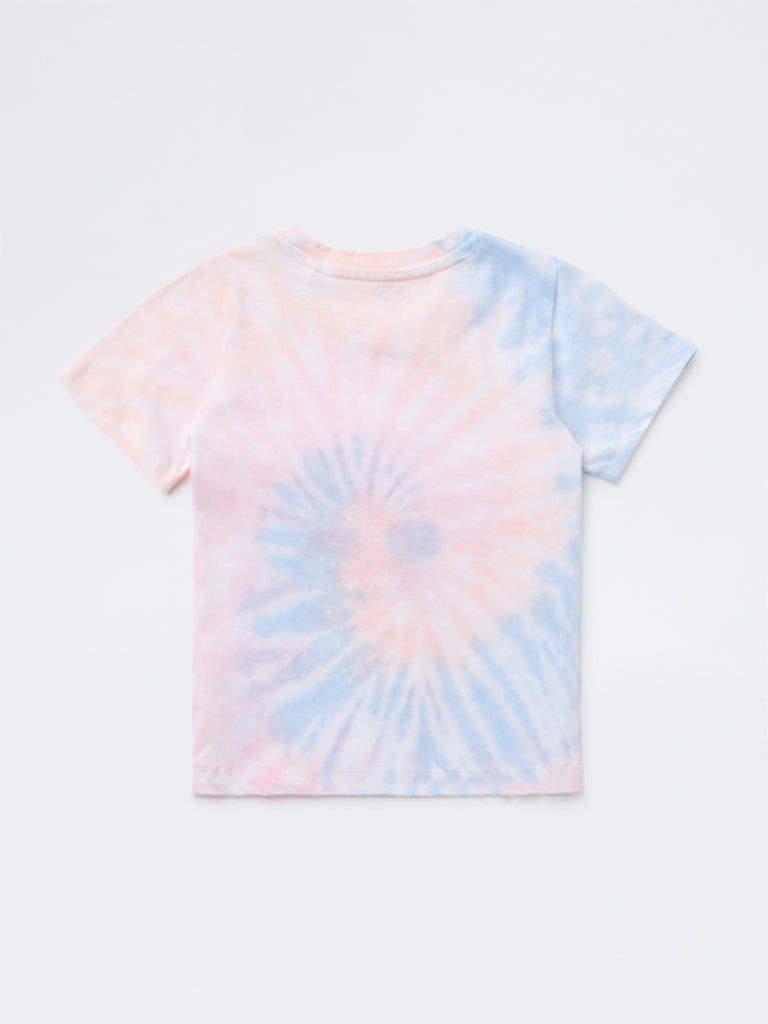 HOP Kids Girls Multicolour Tie Dye Cotton T-Shirt