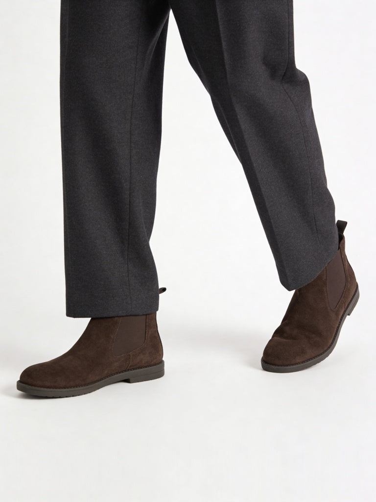 SOLEPLAY Dark Brown Suede Chelsea Boots
