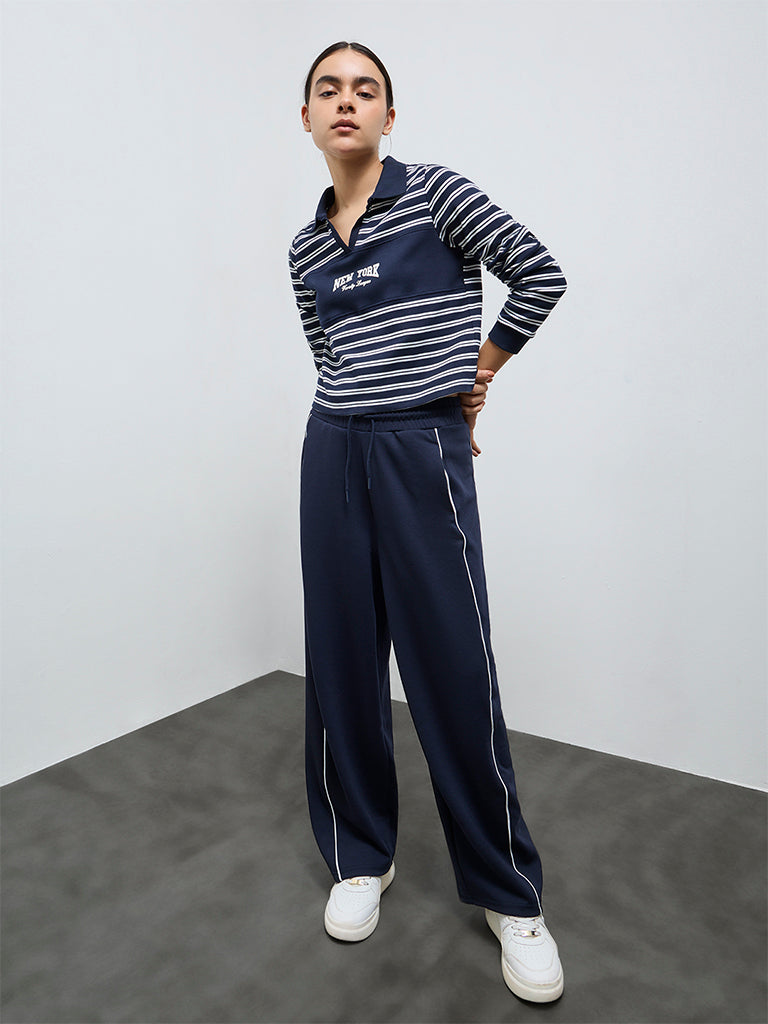 Nuoflexx Navy Striped Cotton T-Shirt