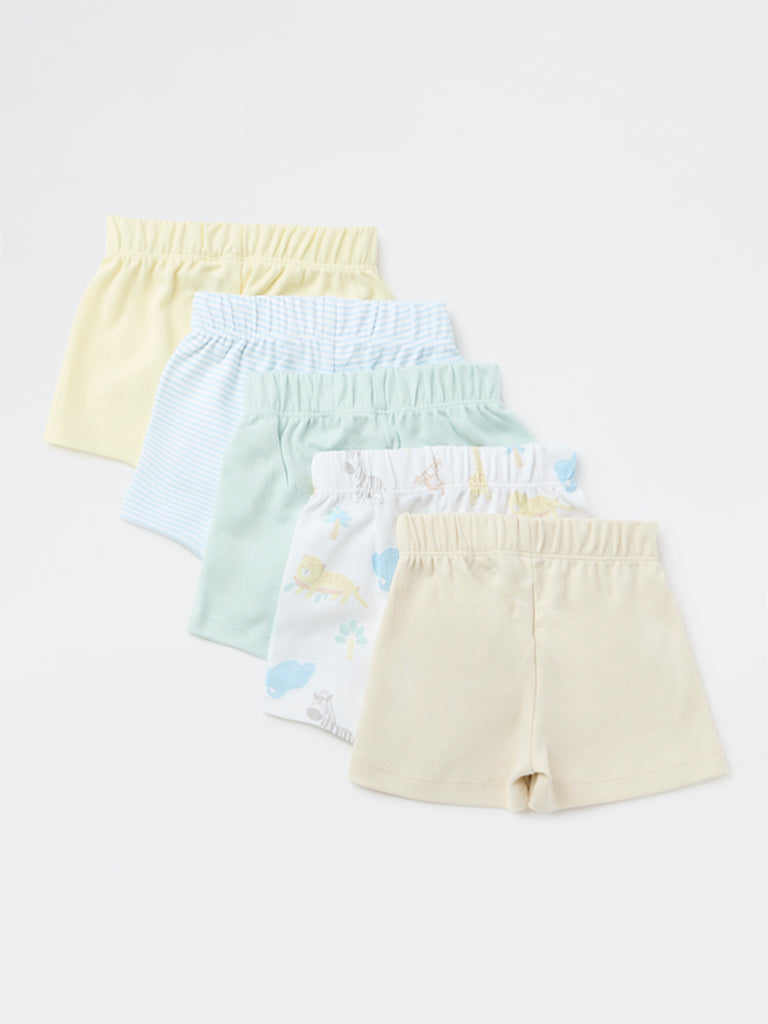 HOP Baby Boys Multicolour Printed Cotton Shorts - Pack of 5