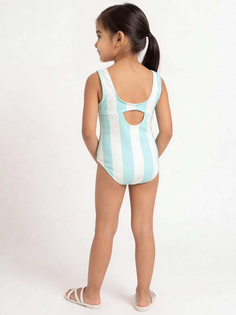 HOP Kids Girls Mint Striped Swimsuit