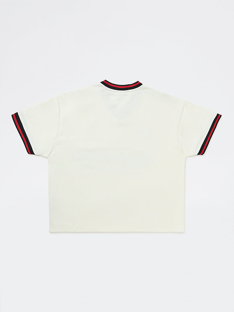Boys White Graphic Printed T-Shirt
