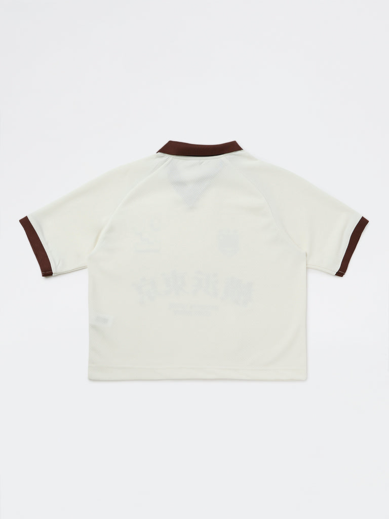 Boys Off-White Japanese Text Printed T-Shirt