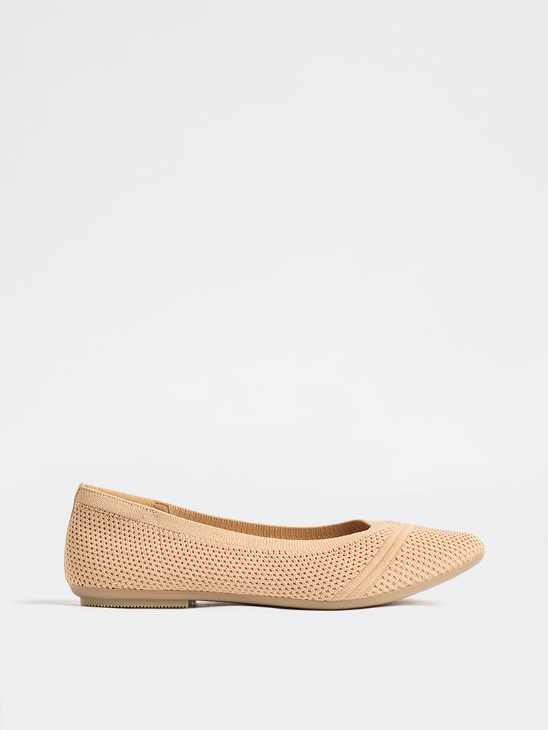 LUNA BLU Peach Knit-Textured Ballerinas