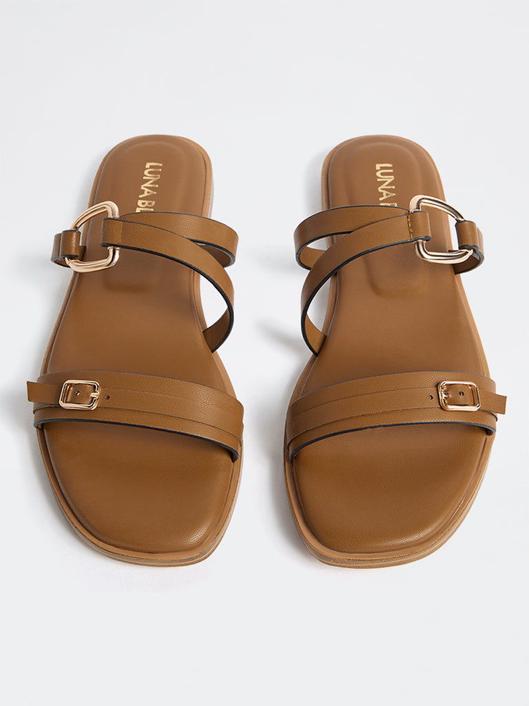 LUNA BLU Tan Multi-Strap Sandals