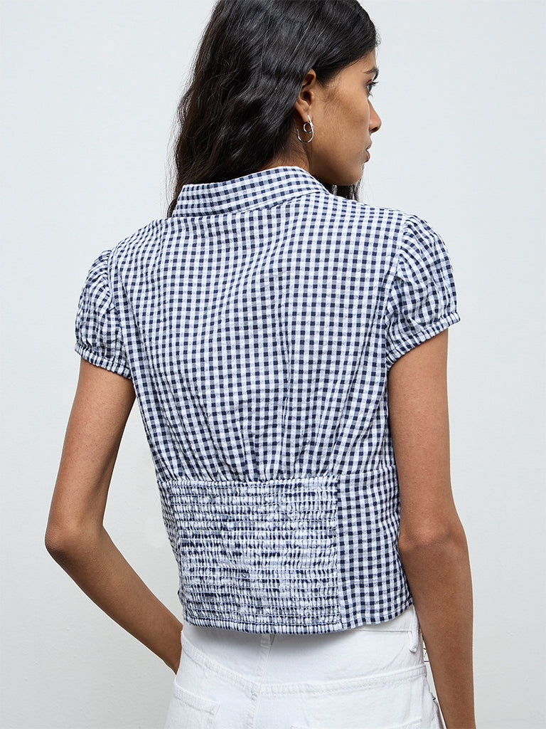 Nuon Navy Checkered Shirt