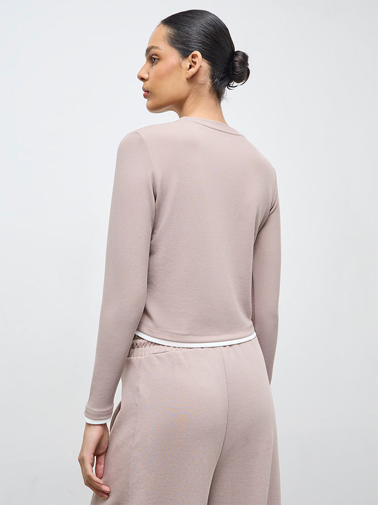 Nuoflexx Taupe Ribbed Top