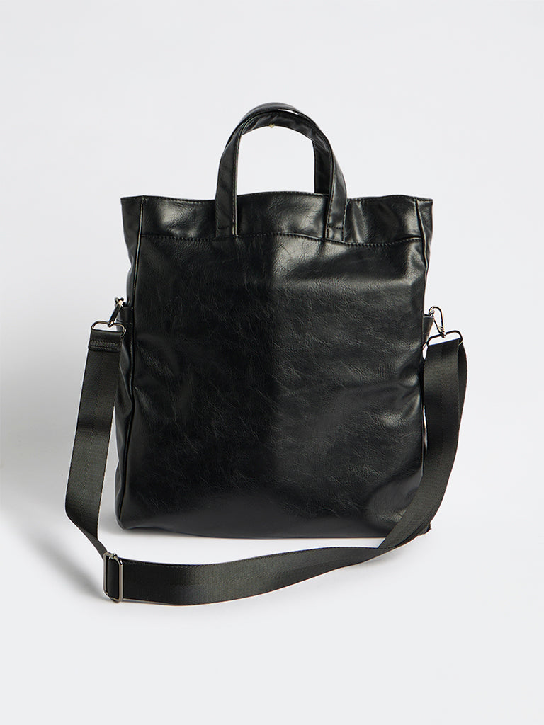 Westside Black Textured Tote Bag
