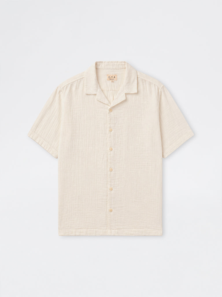 ETA Off-White Crinkle-Textured Relaxed-Fit Cotton Shirt