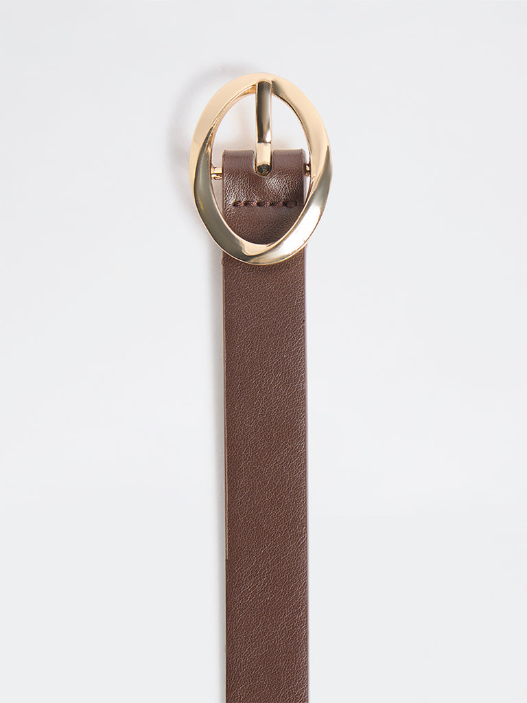 Westside Accessories Brown Oval Buckle Belt