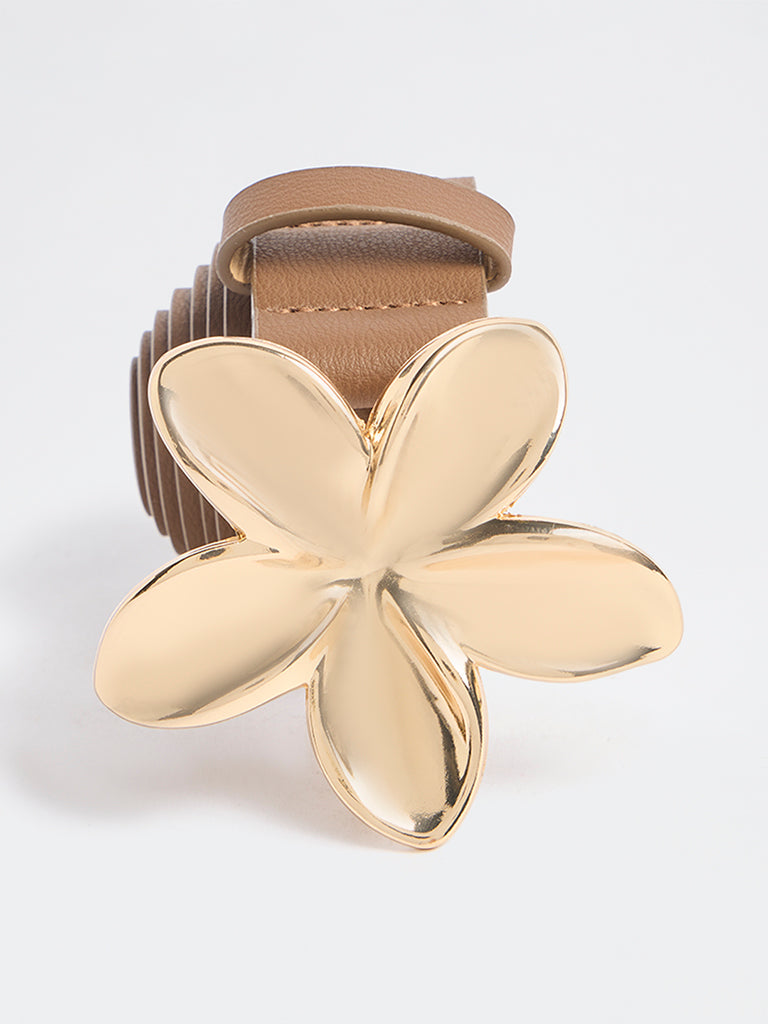 Westside Accessories Brown Floral Buckle Belt