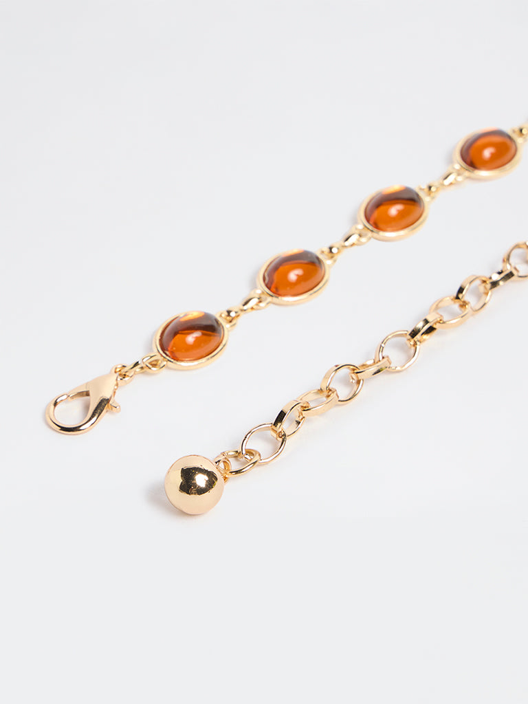 Westside Accessories Amber Oval Stone Metal Belt