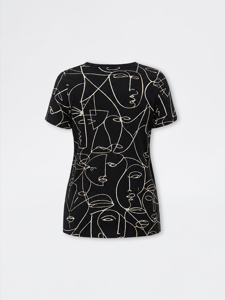 Gia Black Graphic Printed Cotton T-Shirt