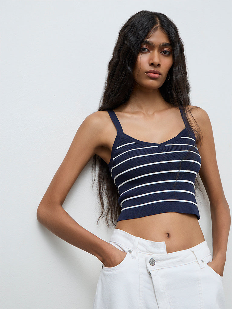 Nuon Navy Striped Top