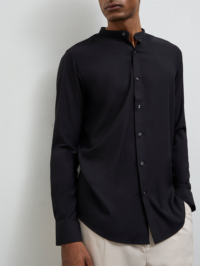 WES Formals Black Ultra Slim -Fit Shirt