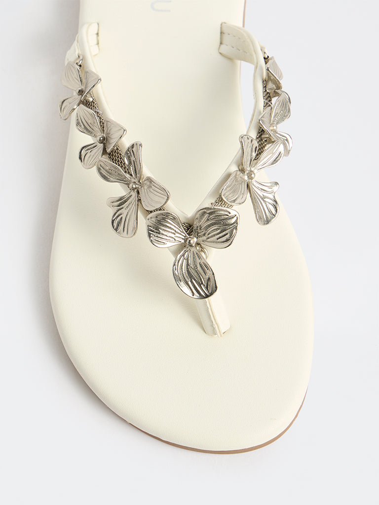 LUNA BLU White Floral-Detailed Sandals